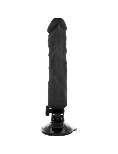 Черный вибратор на мощной присоске Basecock Realistic Vibrator - 21 см.