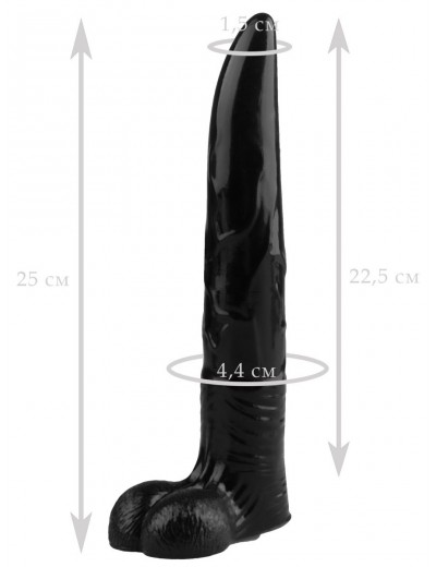 Черный фаллоимитатор северного оленя - 25 см.