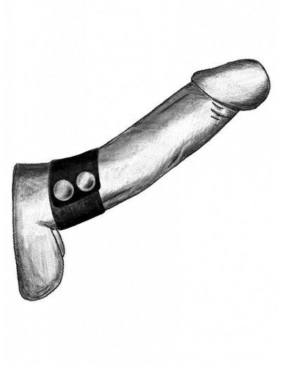 Черный ремень-утяжка на пенис на заклепках