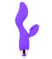 Фиолетовый изогнутый вибромассажер с клиторальным стимулятором с шипиками