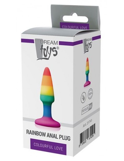 Разноцветная анальная втулка RAINBOW ANAL PLUG MINI - 9 см.