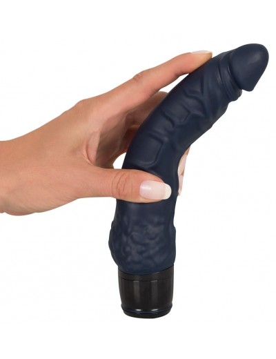 Черный вибратор-реалистик Vibra Lotus Penis - 20 см.
