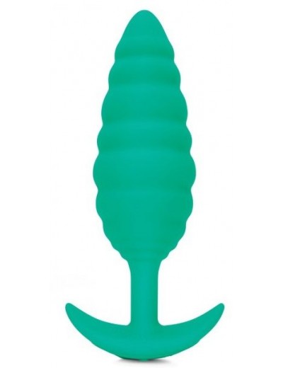 Зеленый ребристый анальный виброплаг Twist - 15,3 см.