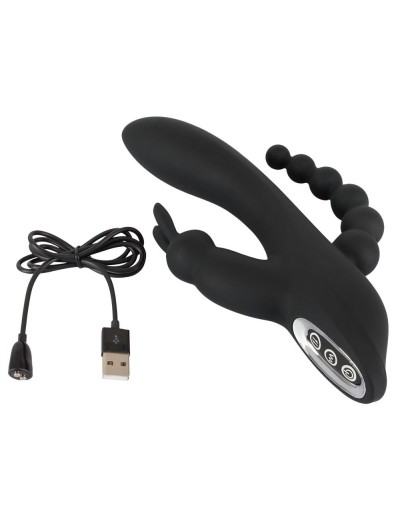 Черный тройной вибратор Triple G-Spot Vibrator - 20,8 см.