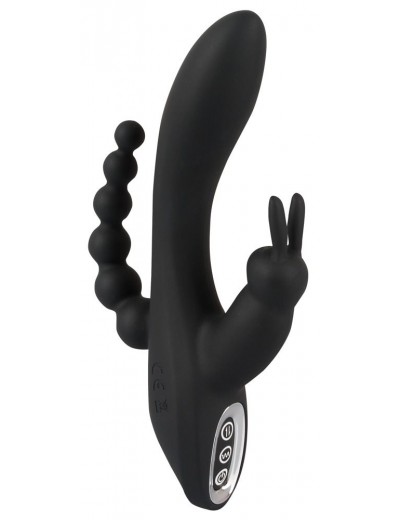 Черный тройной вибратор Triple G-Spot Vibrator - 20,8 см.