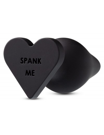 Черная анальная пробка с основанием-сердечком Spank Me Butt Plug - 8,5 см.