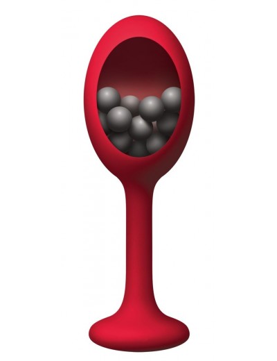 Красная анальная пробка с шариками внутри Rattler - 12,7 см.