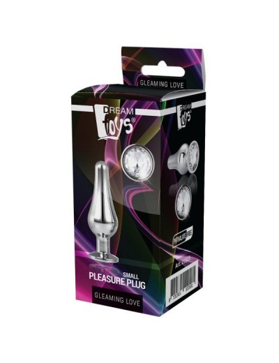 Серебристая анальная пробка с кристаллом Silver Pleasure Plug S - 9 см.