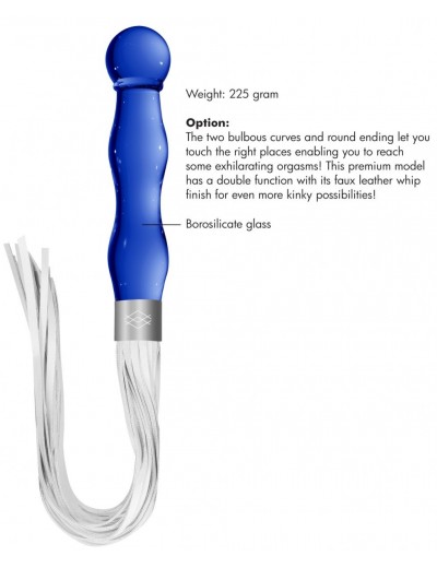 Синий анальный стимулятор-плеть Whipster с белыми хвостами