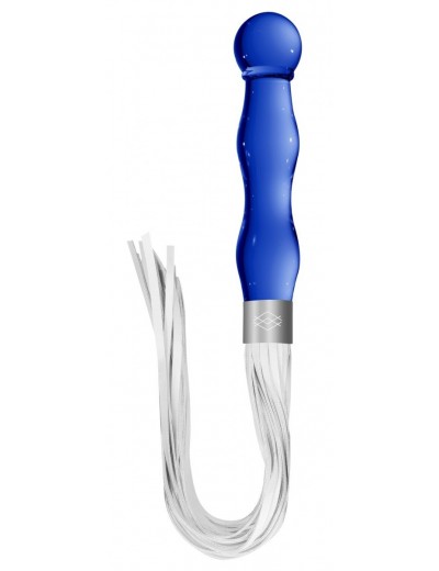 Синий анальный стимулятор-плеть Whipster с белыми хвостами