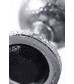 Большая серебристая анальная втулка с чёрным кристаллом - 8,5 см.