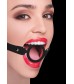 Черный кляп-кольцо с кожаными ремешками  Silicone Ring Gag with Leather Straps