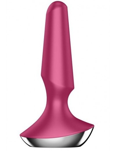 Малиновая анальная пробка с вибрацией Satisfyer Plug-ilicious 2 - 14 см.