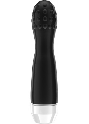 Чёрный вибратор Lowri с покрытой шишечками головкой - 15 см.