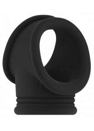Черное эрекционное кольцо для пениса и мошонки No48 Cockring with Ball Strap