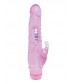 Розовый вибратор Crystal Dildo Climbing Rabbit Vibe - 22 см.