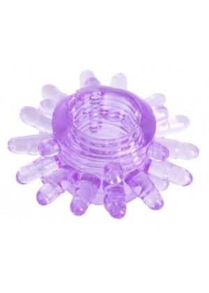 Фиолетовое гелевое эрекционное кольцо с шипиками