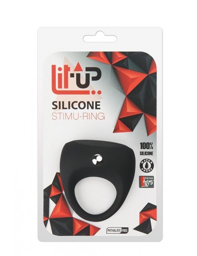 Чёрное эрекционное кольцо LIT-UP SILICONE STIMU RING 7