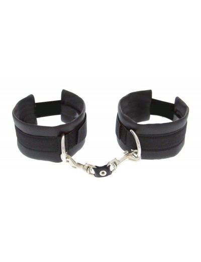 Чёрные полиуретановые наручники Luxurious Handcuffs