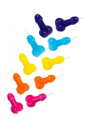 Набор из 10 разноцветных свечей «Мини пенис»