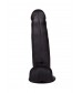 Фаллоимитатор чёрного цвета на присоске - 16,5 см.