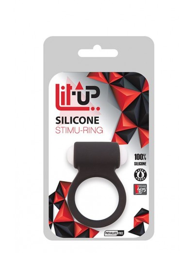 Чёрное эрекционное виброкольцо LIT-UP SILICONE STIMU RING 3 BLACK