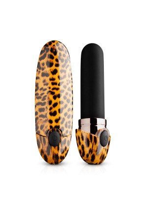 Леопардовый вибромассажер-помада Asha Lipstick Vibrator - 10 см.