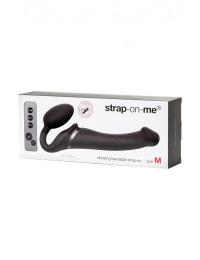 Черный безремневой вибрострапон Silicone Bendable Strap-On M