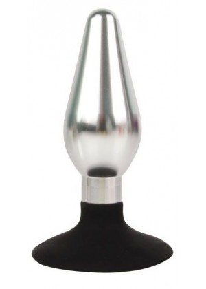 Серебристо-черная конусовидная анальная пробка - 10 см.