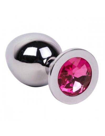 Большой стальной плаг с розовым кристаллом Pink Bubble Gum - 9,5 см.