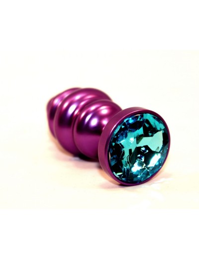Фиолетовая рифленая пробка с голубым кристаллом - 7,3 см.