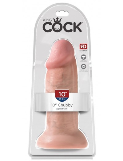 Телесный фаллоимитатор King Cock 10  Chubby - 25 см.