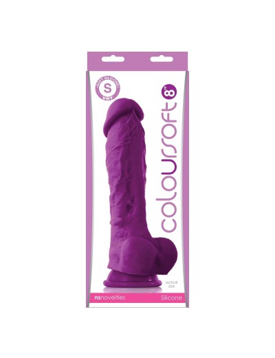 Фиолетовый фаллоимитатор на присоске ColourSoft  8  Soft Dildo - 23,5 см.