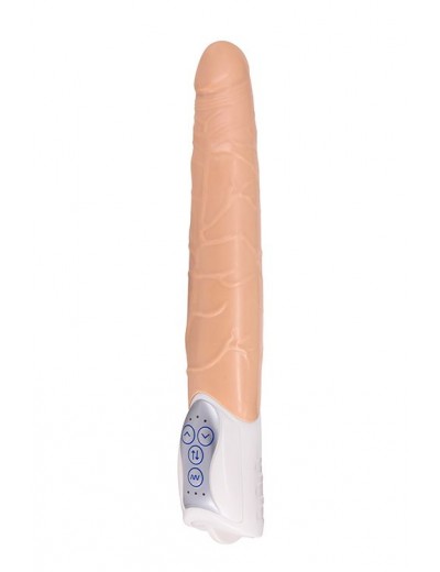 Телесный вибратор Long John Realistic Thrusting Vibrator с функцией толкания - 20 см.