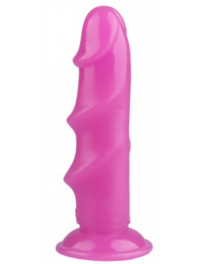 Розовый реалистичный рельефный фаллоимитатор - 21,5 см.