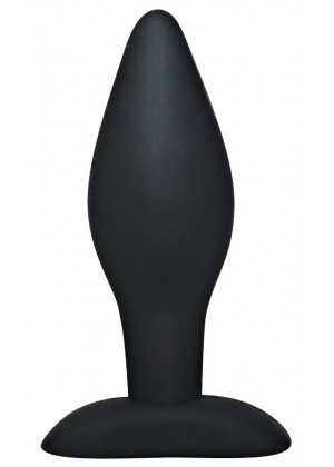 Чёрный анальный стимулятор Silicone Butt Plug Large - 12 см.