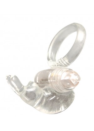 Прозрачное эрекционное кольцо с виброэлементом GOOD VIBES COCKRING RABBIT