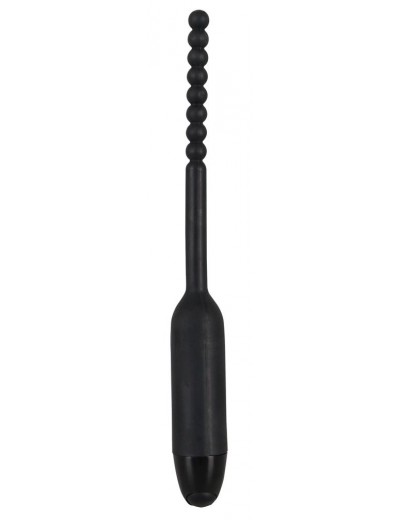 Чёрный вибростимулятор для уретры Silikon Dilator - 19 см.