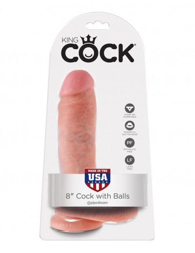 Телесный фаллоимитатор 8  Cock with Balls - 21,3 см.