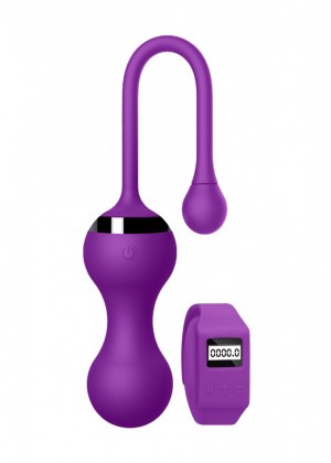 Фиолетовые вагинальные шарики Kegel Egg с браслетом