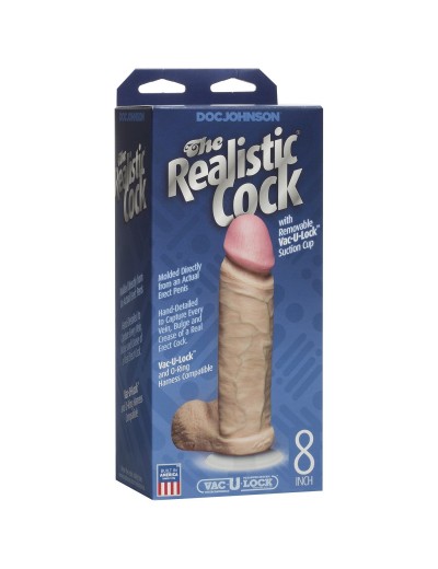 Телесный фаллоимитатор The Realistic Cock 8” with Removable Vac-U-Lock Suction Cup - 22,3 см.