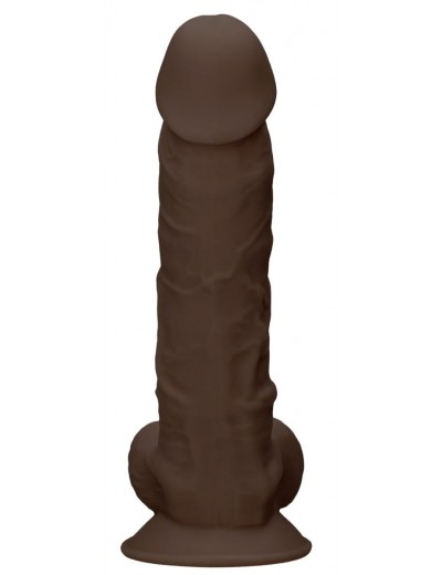 Коричневый фаллоимитатор Silicone Dildo With Balls - 22,8 см.