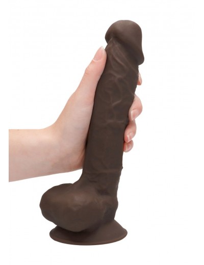 Коричневый фаллоимитатор Silicone Dildo With Balls - 22,8 см.