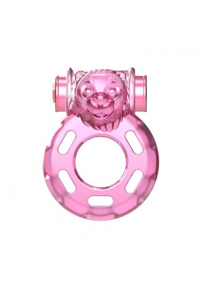 Розовое эрекционное кольцо с вибрацией Pink Bear