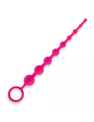 Розовая анальная цепочка из 9 шариков - 30 см.