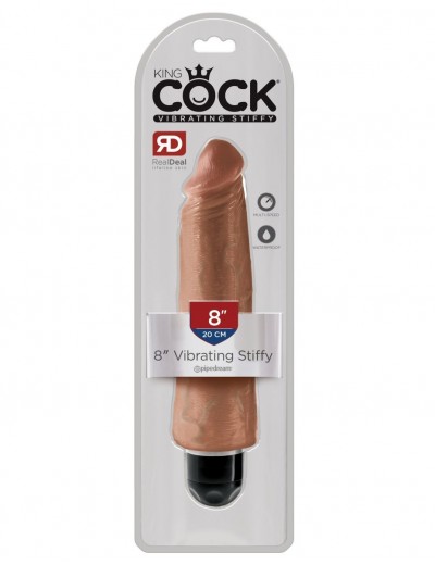 Кофейный вибратор-реалистик 8  Vibrating Stiffy - 24,8 см.