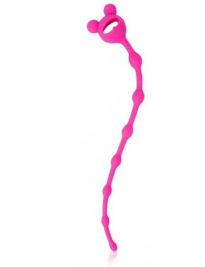 Розовая анальная цепочка-елочка - 23 см.