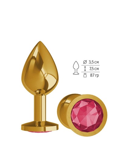 Золотистая средняя пробка с малиновым кристаллом - 8,5 см.