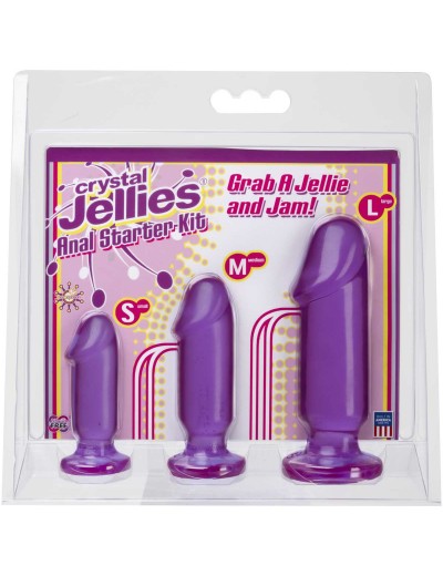 Набор из трех фиолетовых анальных фаллоимитаторов Crystal Jellies Anal Starter Kit