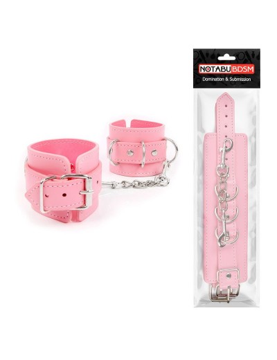 Розовые наручники на регулируемых ремешках с цепочкой